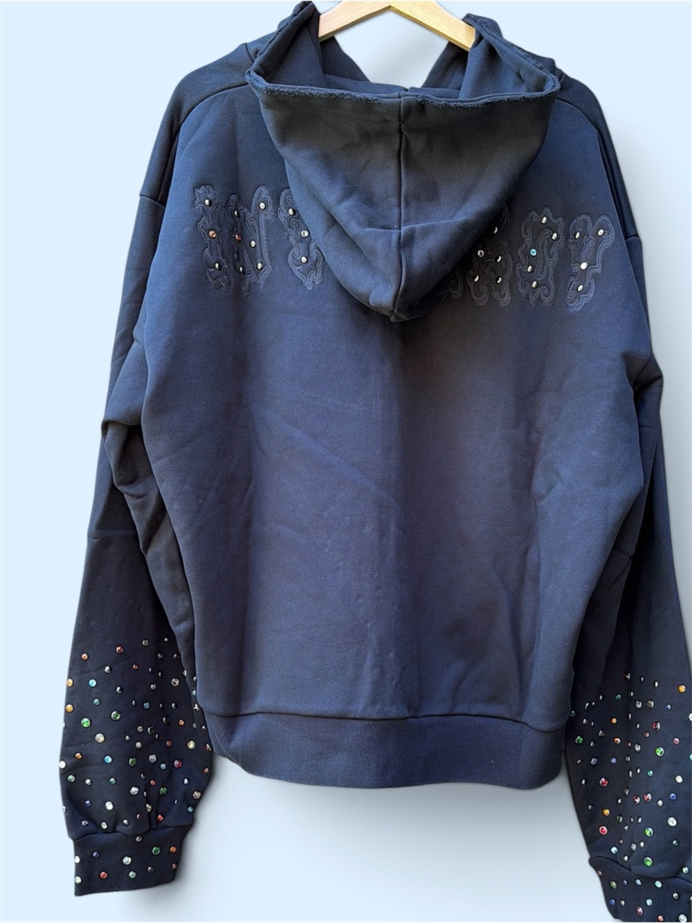 Lost Intricacy LOST Applique Rhinestone Zip-Up Hoodie - Washed Black Xl - Picture 9 of 16